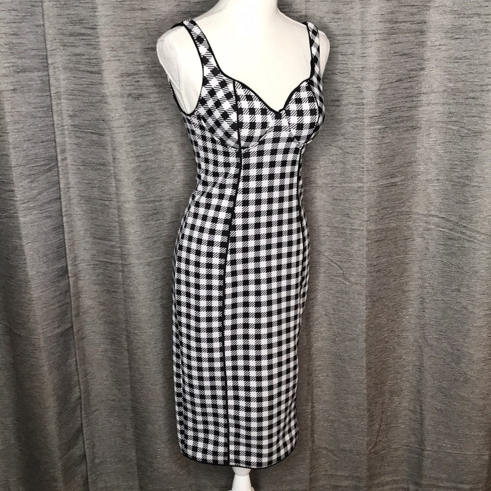 BOLD ELEMENTS B&W CHECKERED DRESS X-SMALL